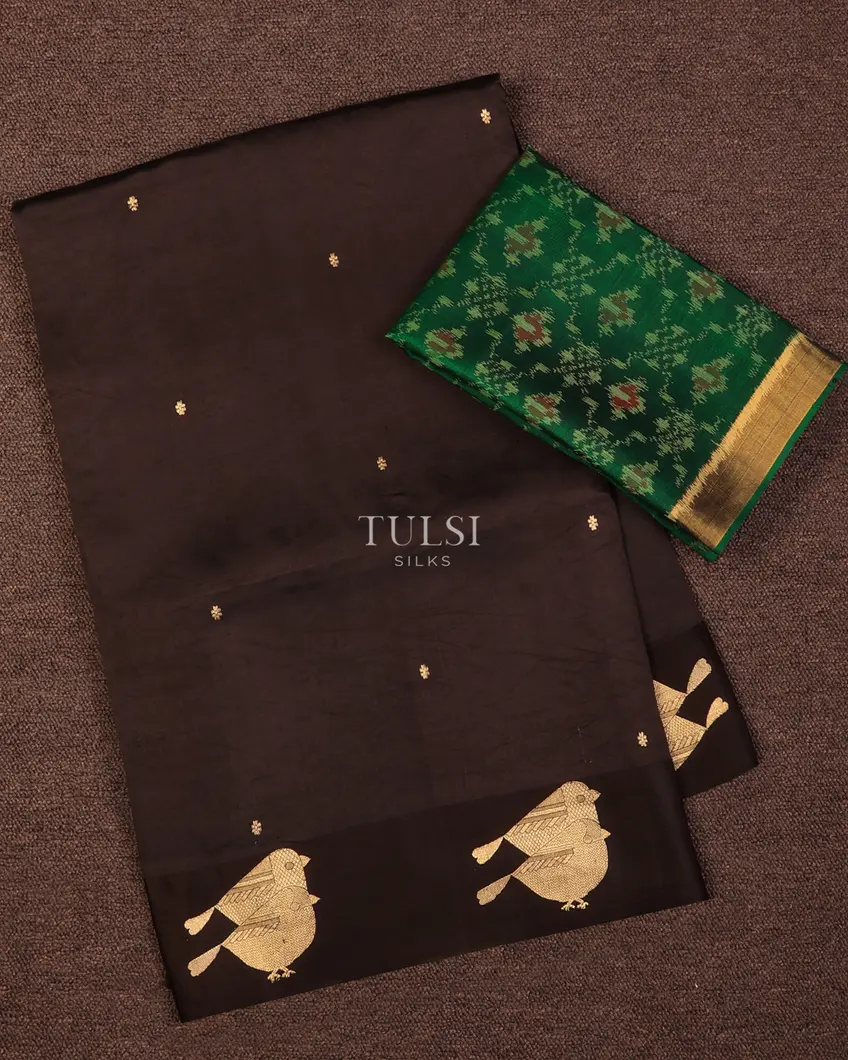 Deep Brown Banaras Silk Saree T714682-image