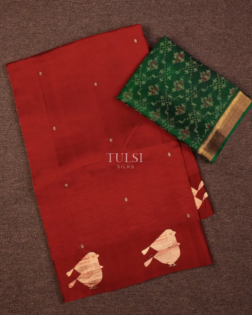 Red Banaras Silk Saree T714683-image