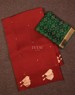 Red Banaras Silk Saree T714683-image