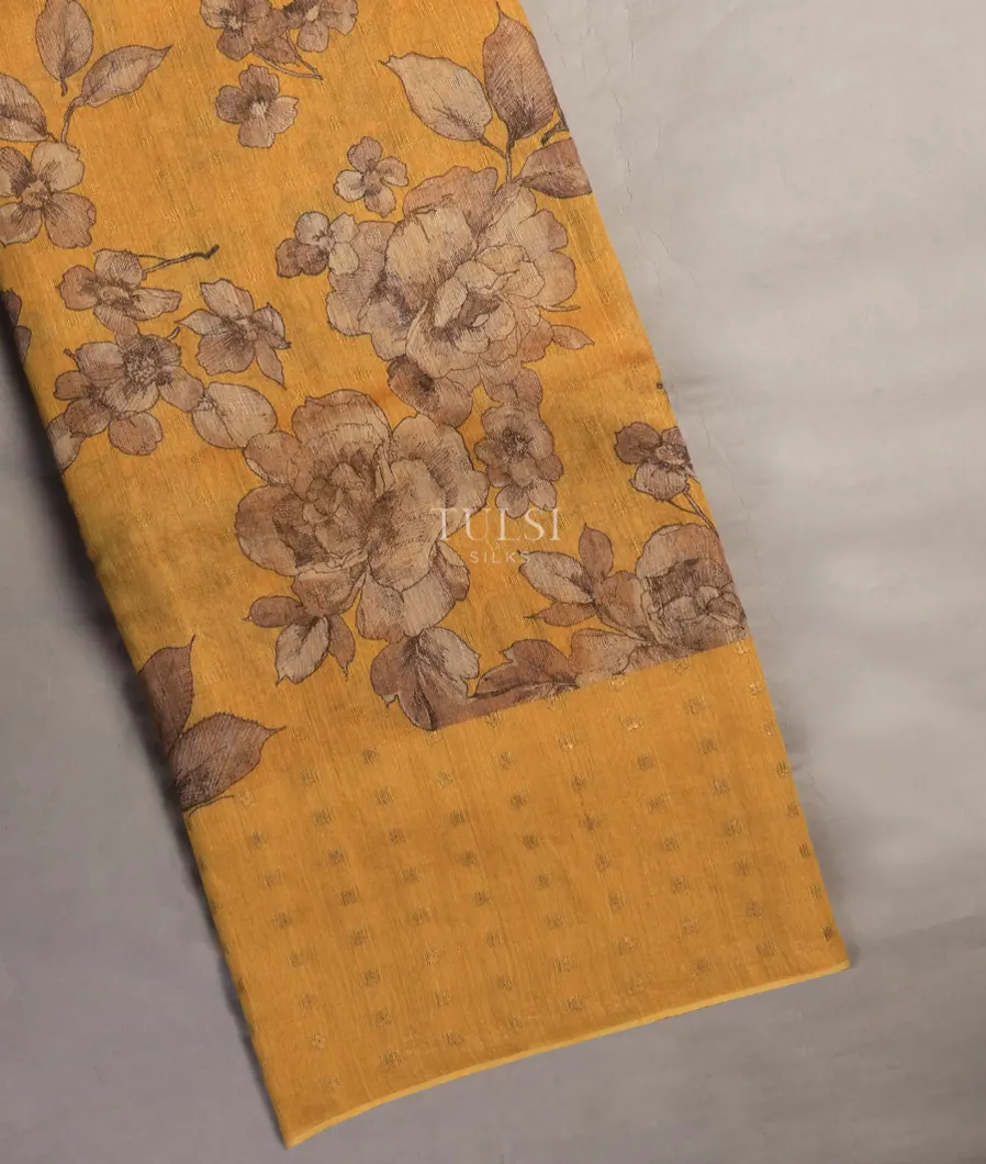 Yellow Tussar Printed Saree T706794-image