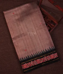 Dusty Pink Tussar Embroidery Saree T715040-image