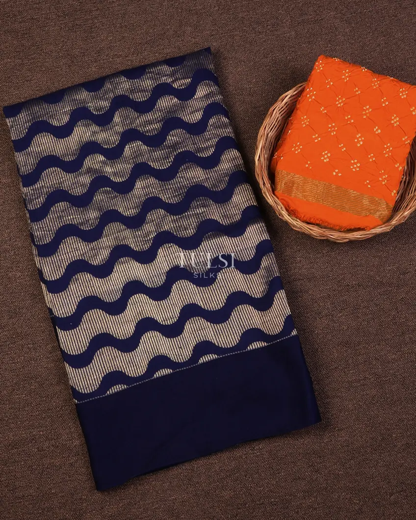 Blue Banaras Crepe Silk Saree T714708-image