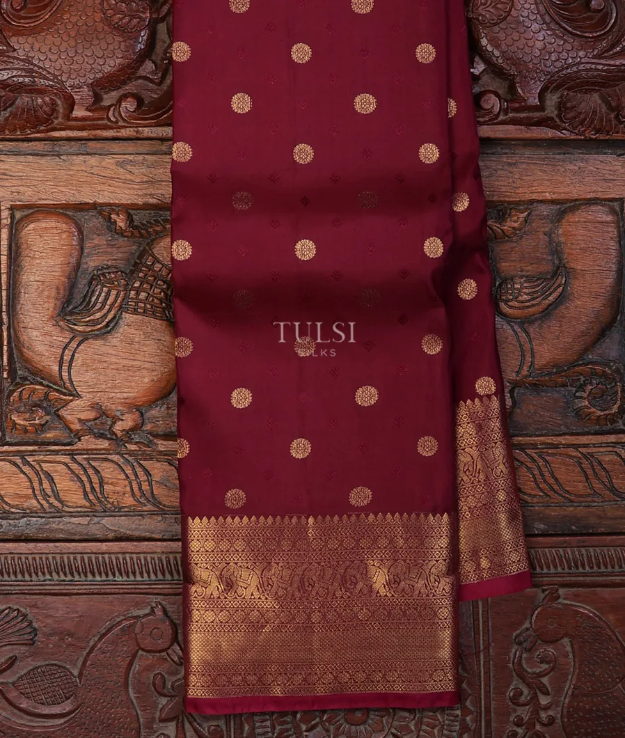 Burgundy Soft Silk Saree T710146-image