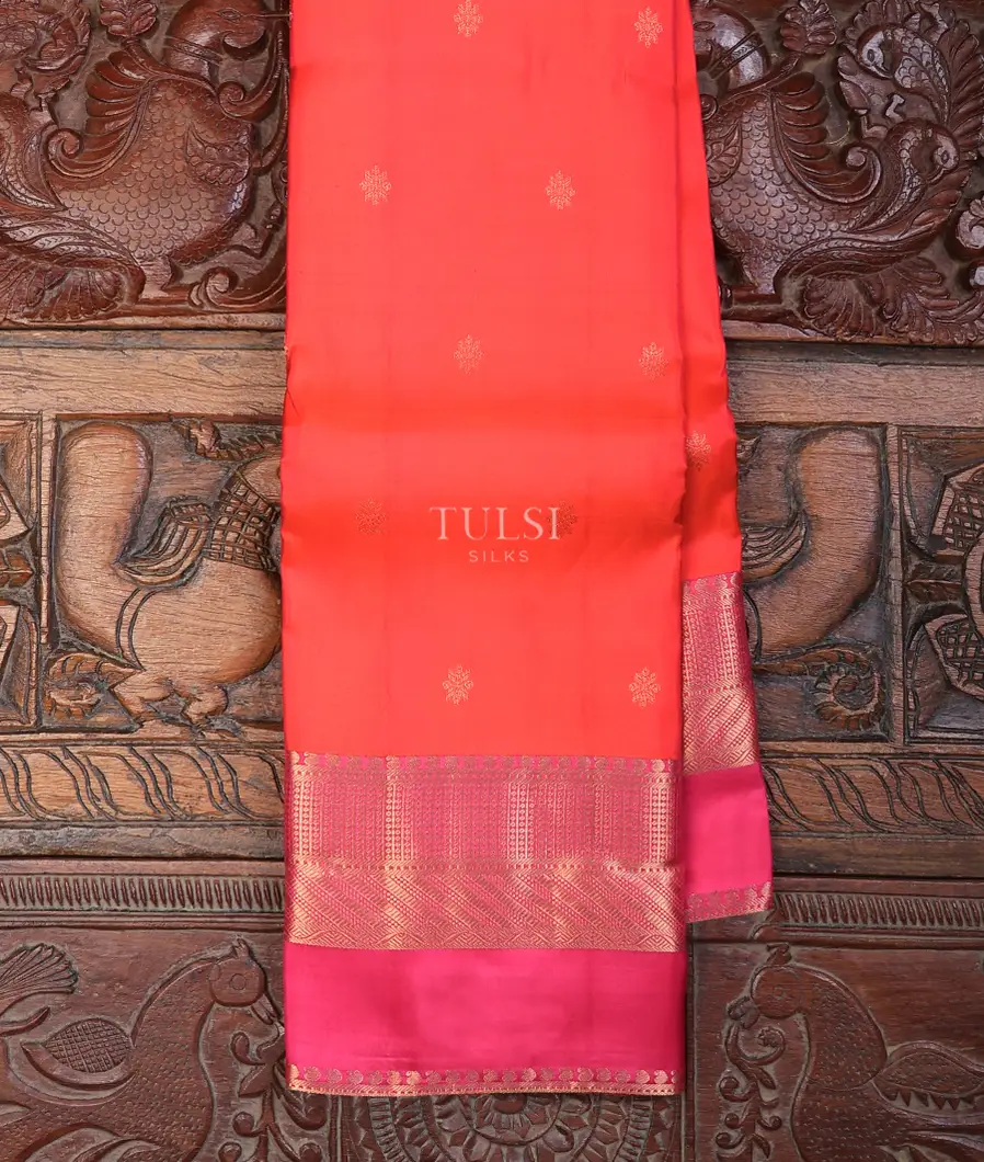 Orangish Pink Soft Silk Saree T699640-image