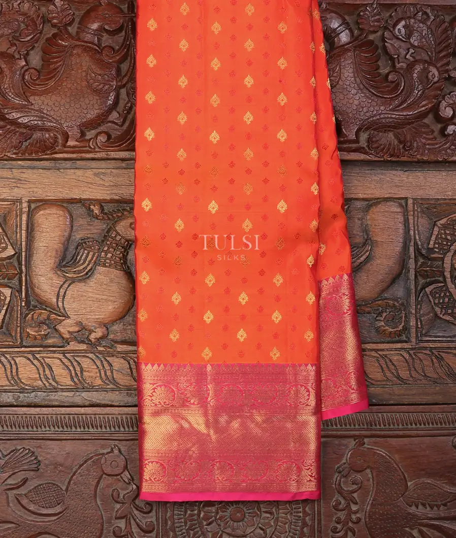 Orangish Pink Soft Silk Saree T710163-image