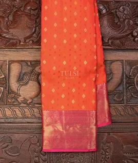 Orangish Pink Soft Silk Saree T710163-image