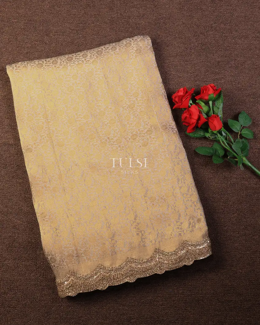 Beige Crepe Silk Embroidery Saree T706705-image