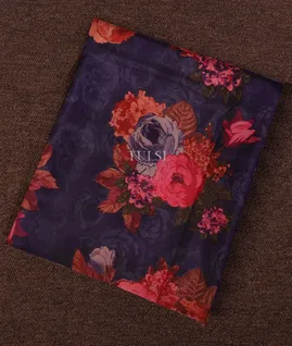 Purple Hand Printed Kanjivaram Silk Blouse T681361-1-image