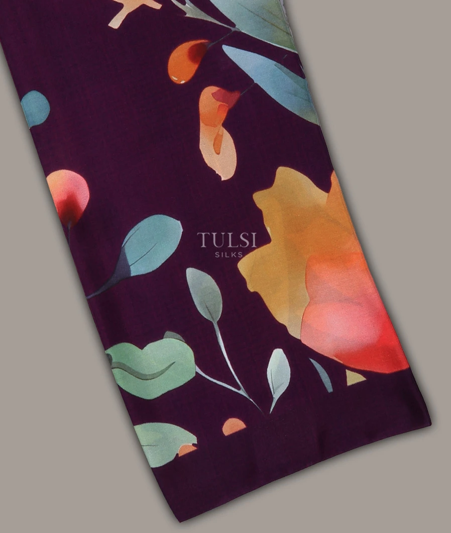 Purple Crepe Silk Saree T706243-image