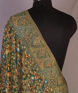 Green Kashmir Kani Silk Dupatta T662142-1-image