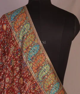 Maroon Kashmir Kani Silk Dupatta T662103-image