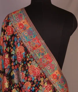 Black Kashmir Kani Silk Dupatta T646881-1-image