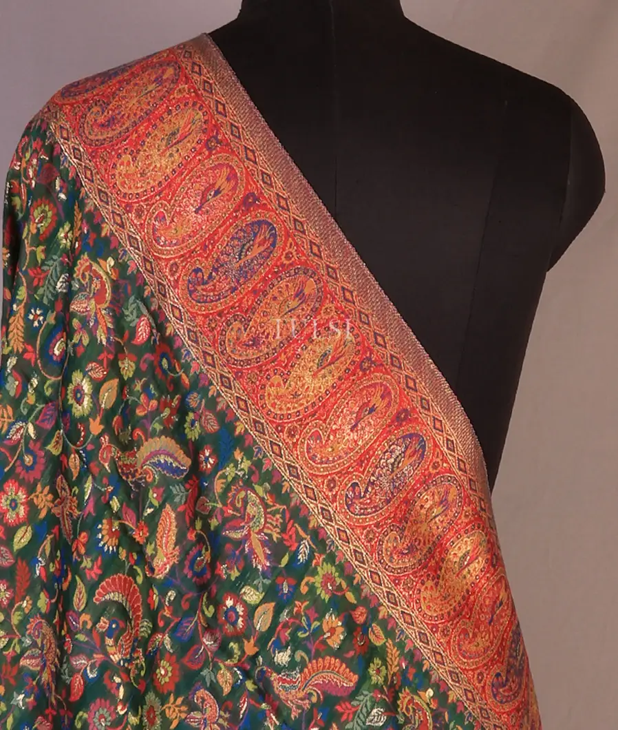 Green Kashmir Kani Silk Dupatta T662120-1-image