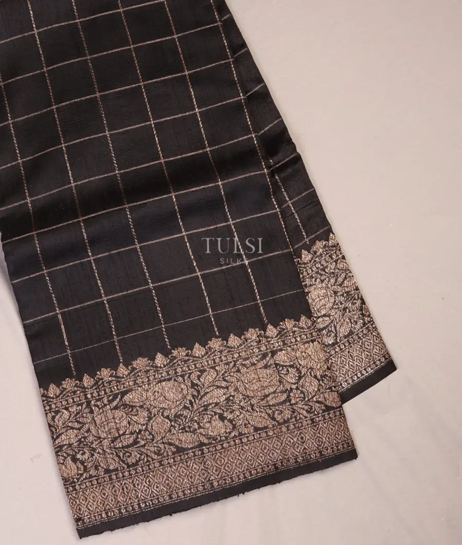 Black Banaras Tussar Saree T704329-image