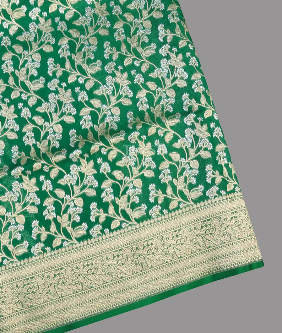 Green Banaras Kathan Silk Saree T714796-image