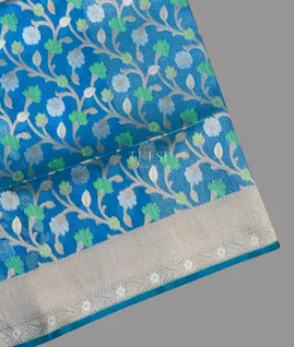 Peacock Blue Banaras Organza Saree T714774-image