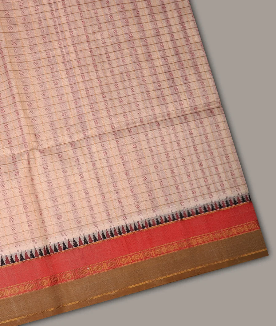 Off-White Silk Cotton Saree T715300-image