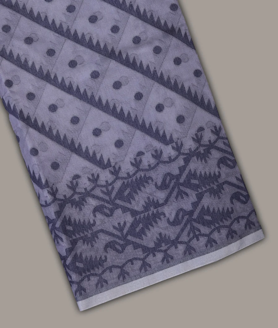 Light Grey Dhakai Cotton Saree T707272-image