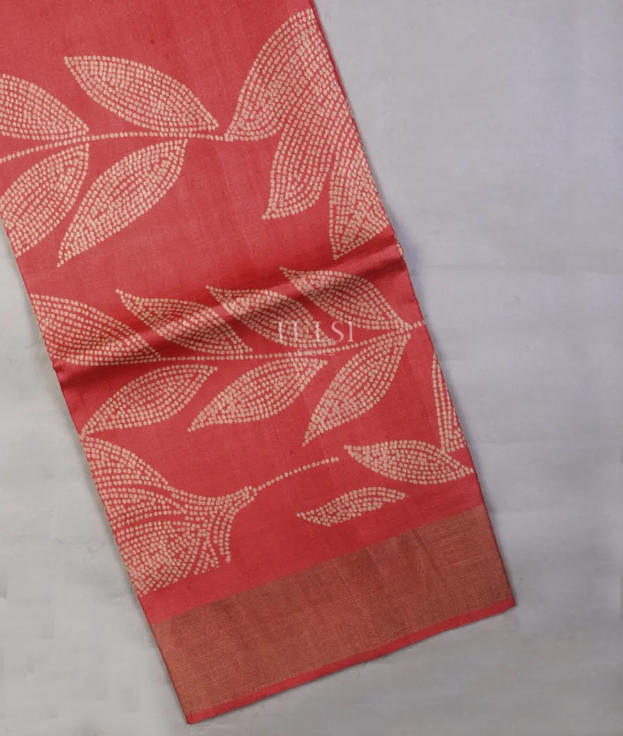 Red Tussar Printed Saree T707424-image