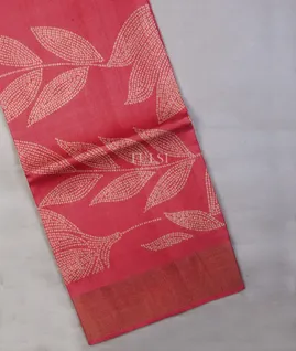 Reddish Pink Tussar Printed Saree T707424-image