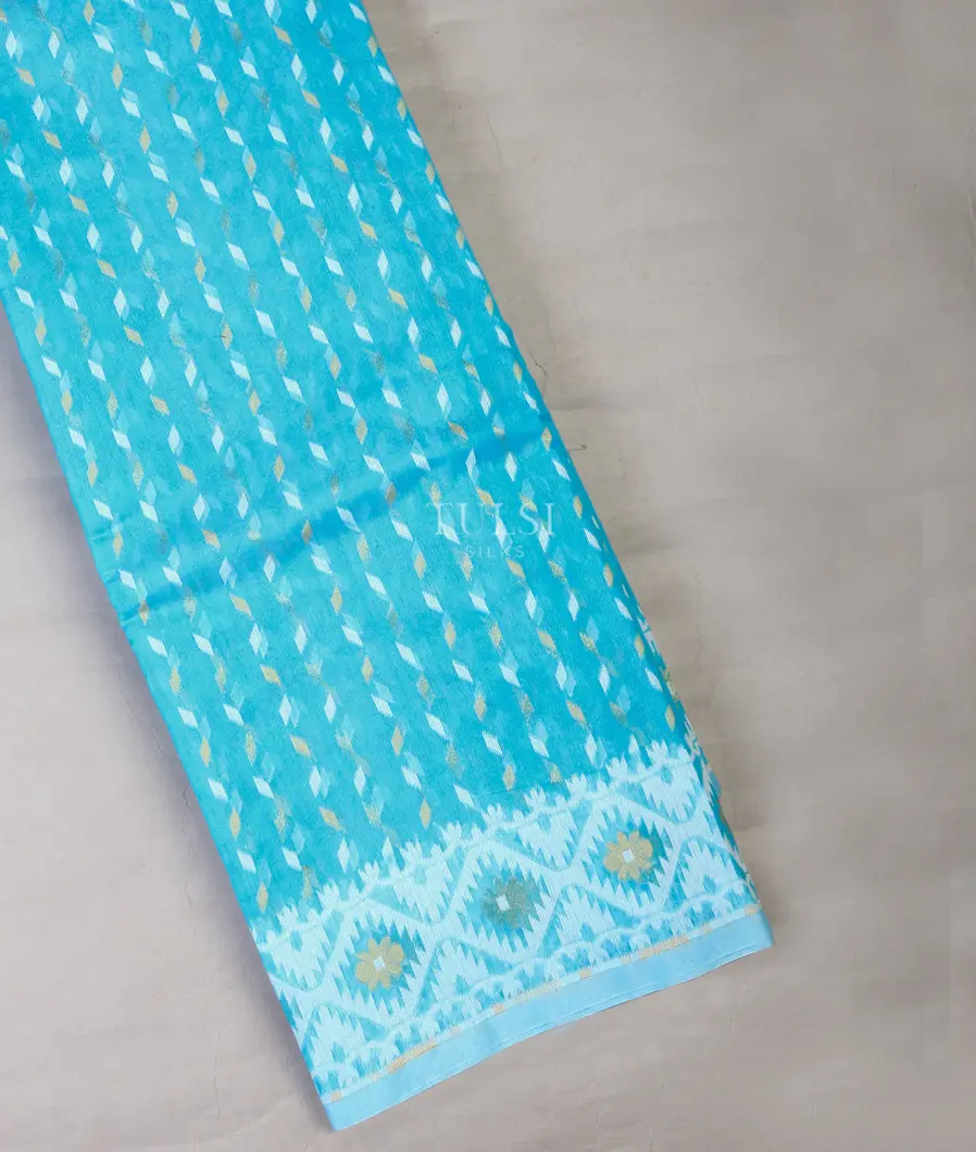 Blue Dhakai Cotton Saree T707196-image