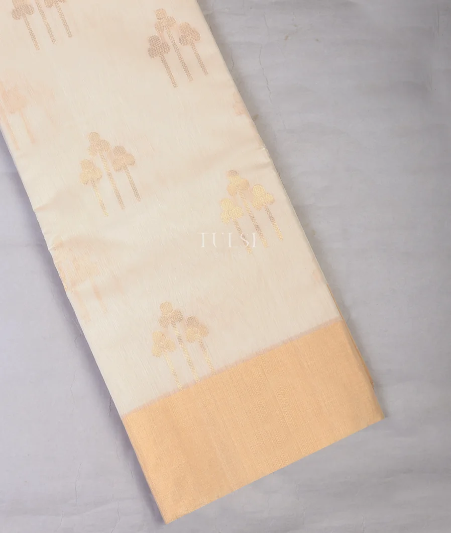Off-White Silk Cotton Saree T715219-image