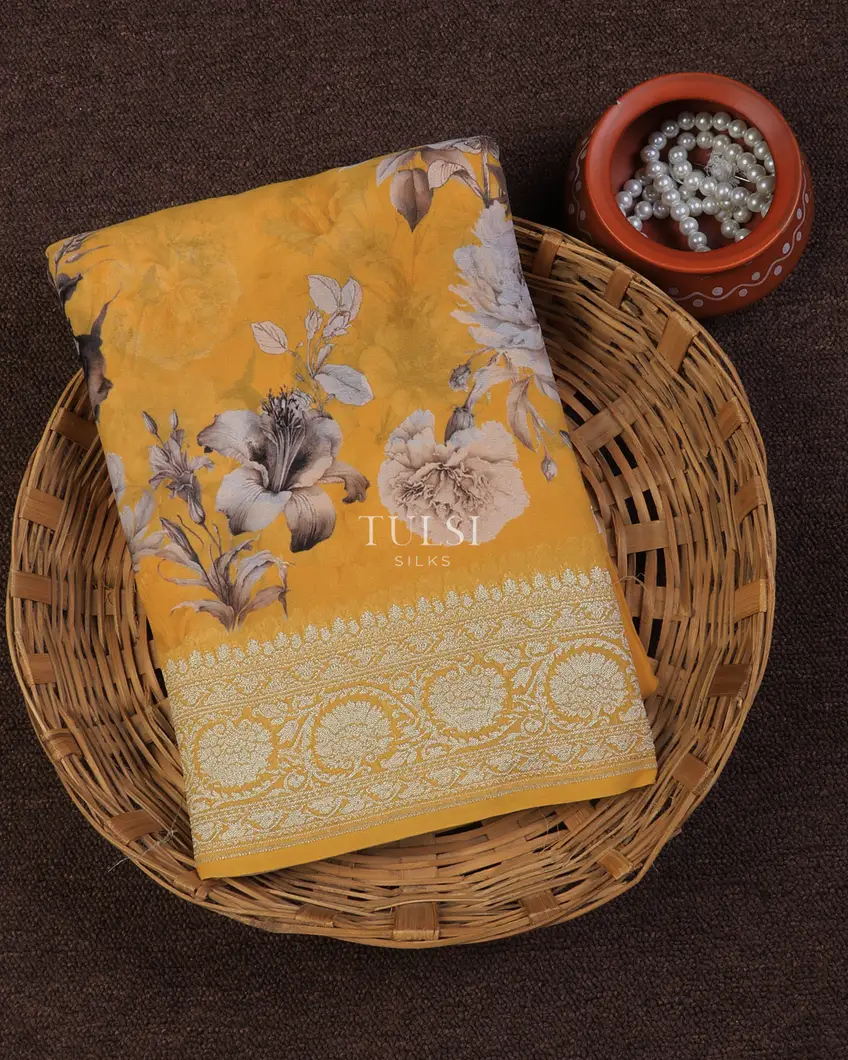 Yellow Georgette Silk Saree T713680-image