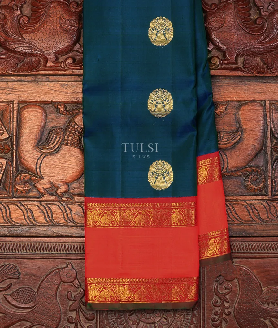 Peacock Blue Kanjivaram Silk Saree T715797-image