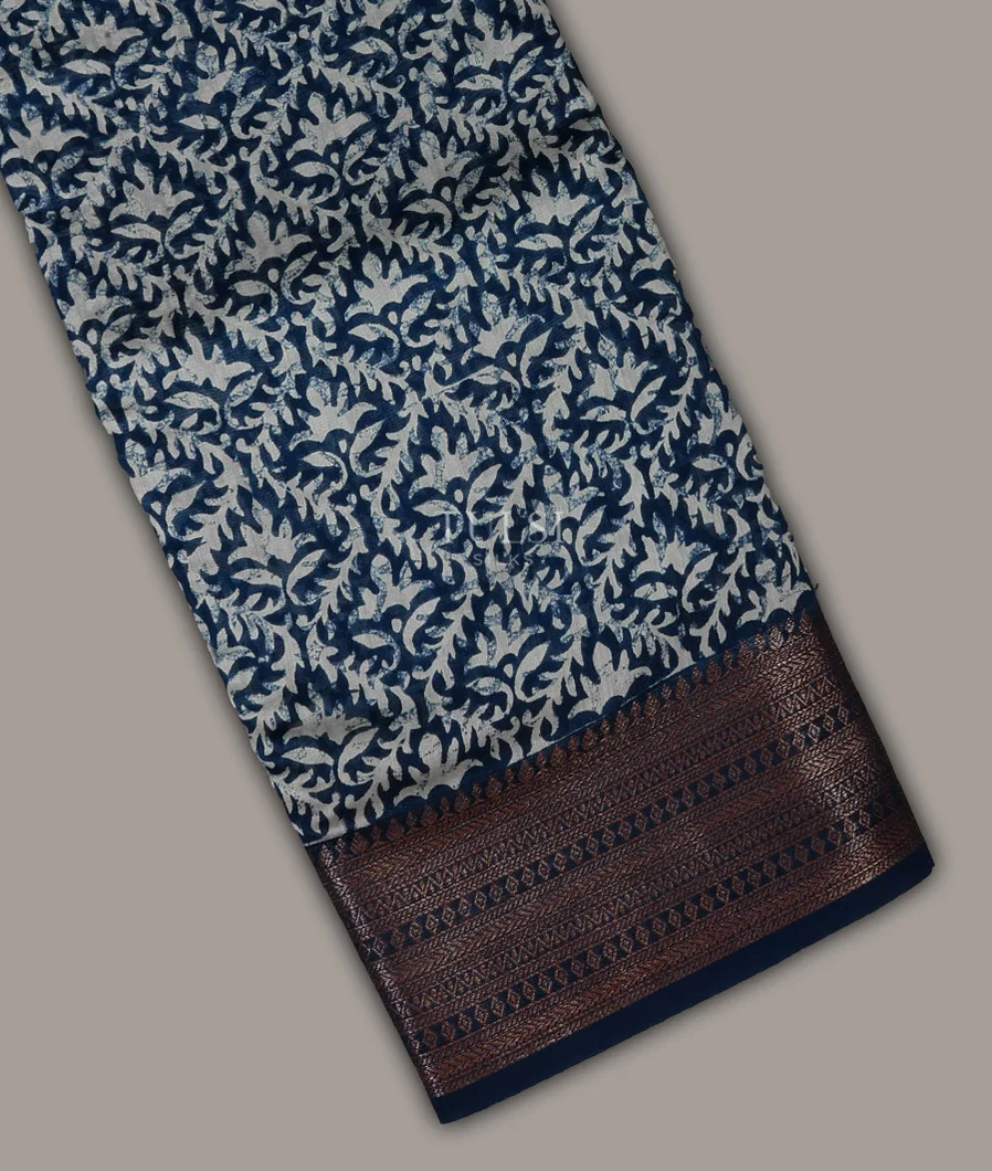 Blue Soft Printed Cotton Saree T704061-image