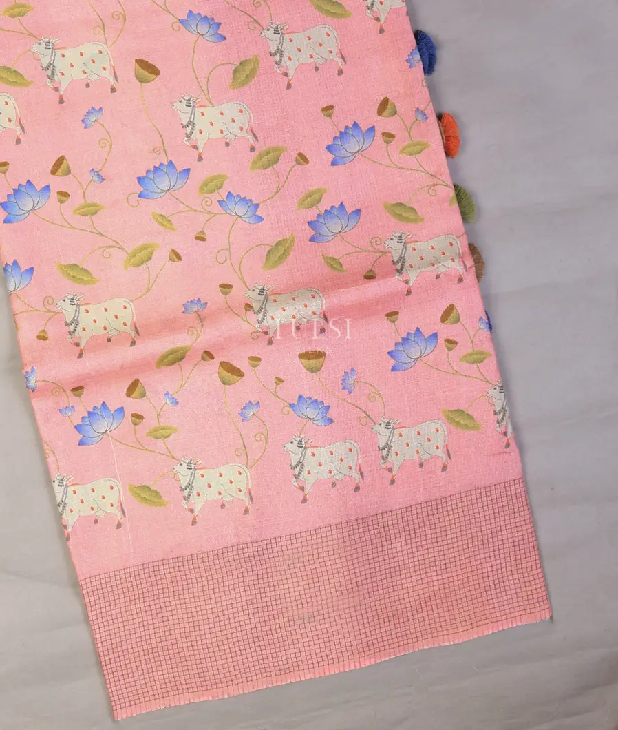 Pink Tussar Printed Saree T712999-image