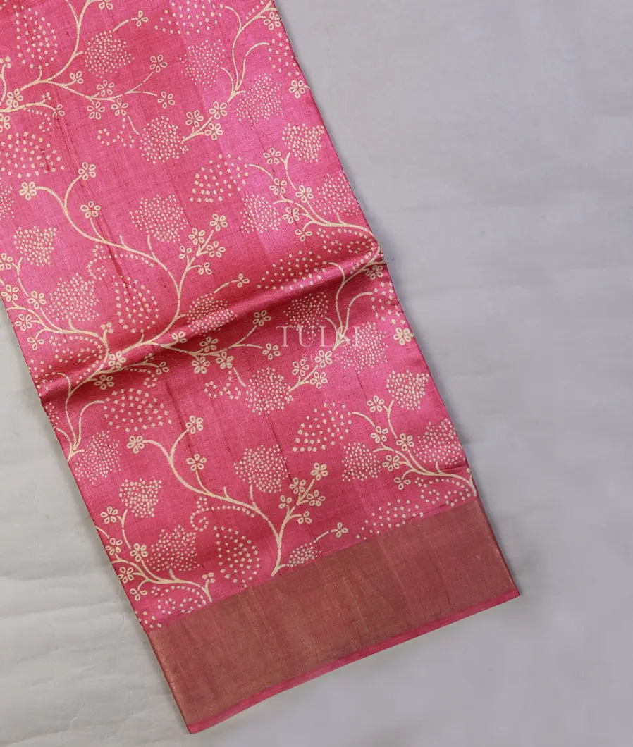 Pink Tussar Printed Saree T707439-image