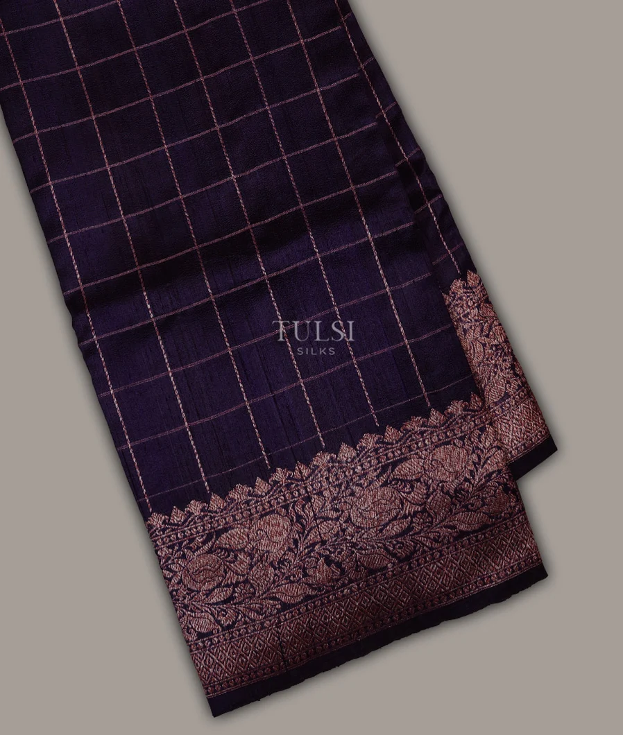 Purple Banaras Tussar Saree T704337-image