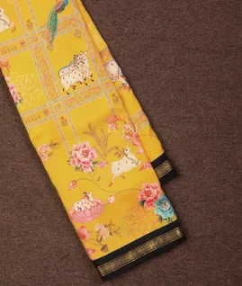 Yellow Printed Soft Silk Saree T691170-image