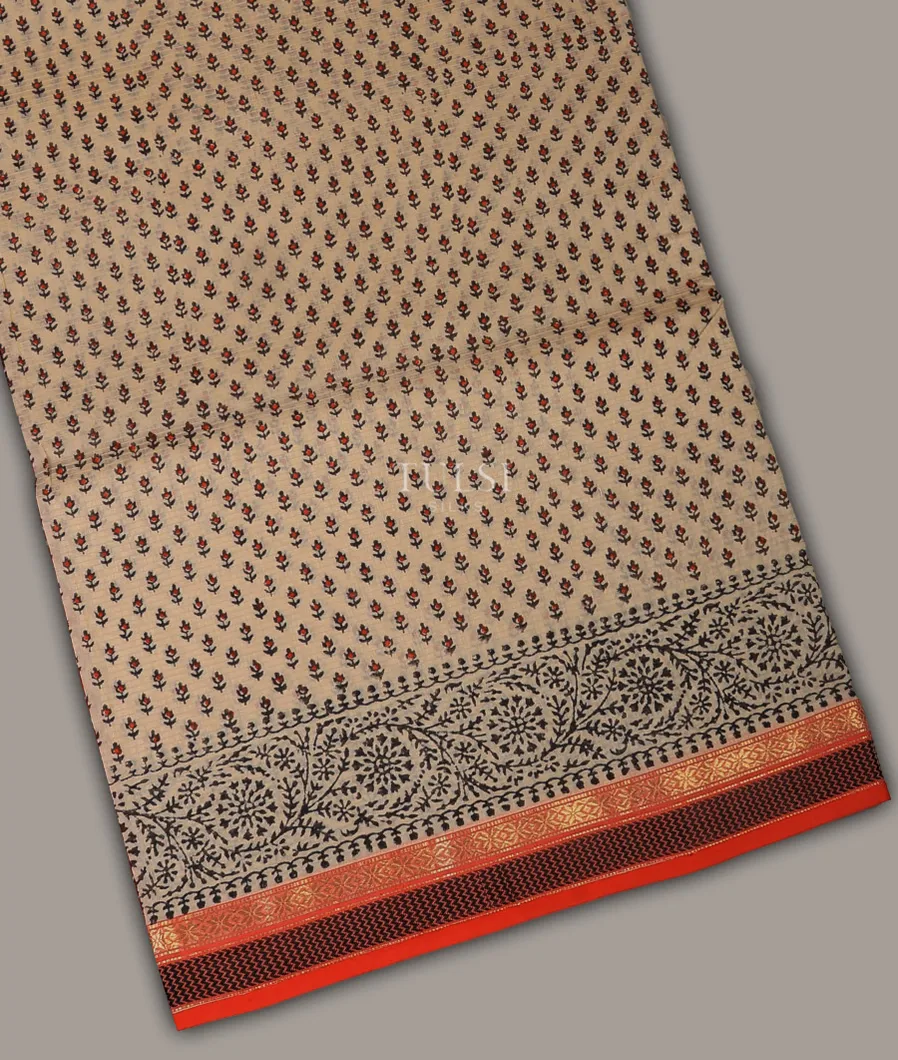 Beige Maheshwari Printed Cotton Saree T657613-1-image
