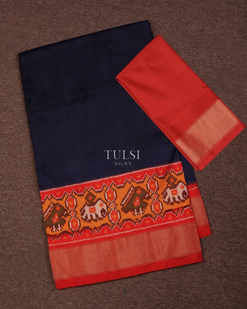 Blue Ikat Silk Saree T716738-image