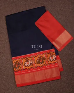 Blue Ikat Silk Saree T716738-image