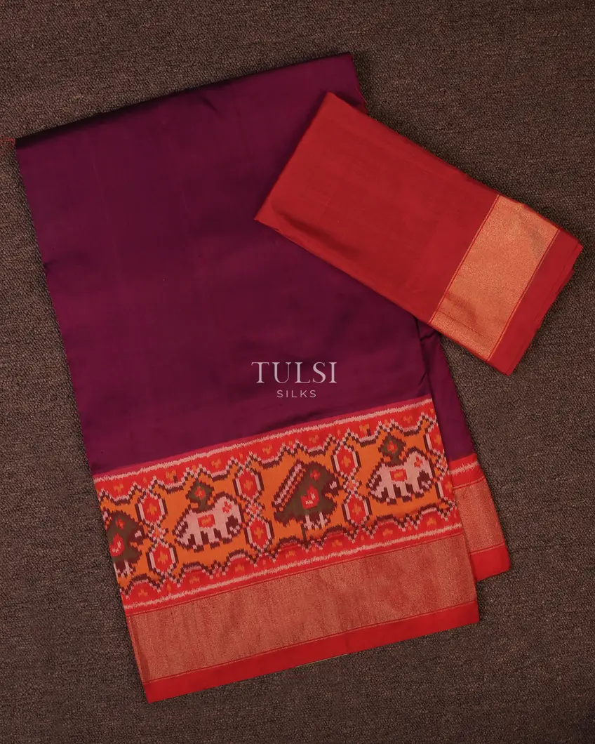 Purple Ikat Silk Saree T716739-image