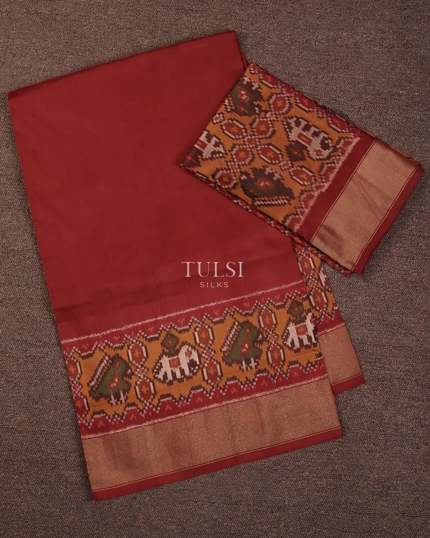 Maroon Ikat Silk Saree T716737-image