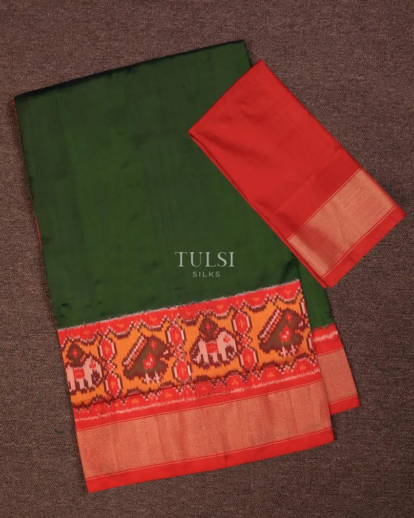 Green Ikat Silk Saree T716736-image