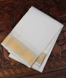 Off-White Handwoven Kanjivaram Silk Dhoti and Vastharam T716817-image