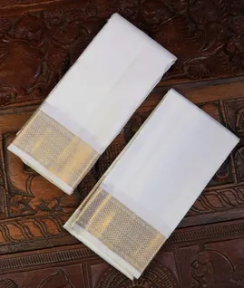 Off-White Handwoven Kanjivaram Silk Dhoti and Vastharam T701038-image