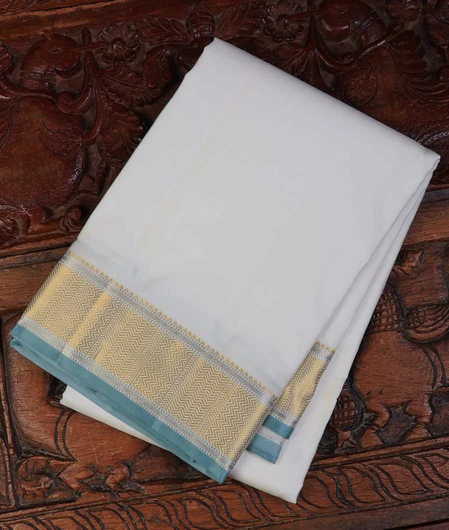 Off-White Handwoven Kanjivaram Silk Dhoti and Vastharam T716844-image