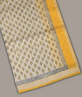 Off-White Maheshwari Printed Cotton Saree T697644-image