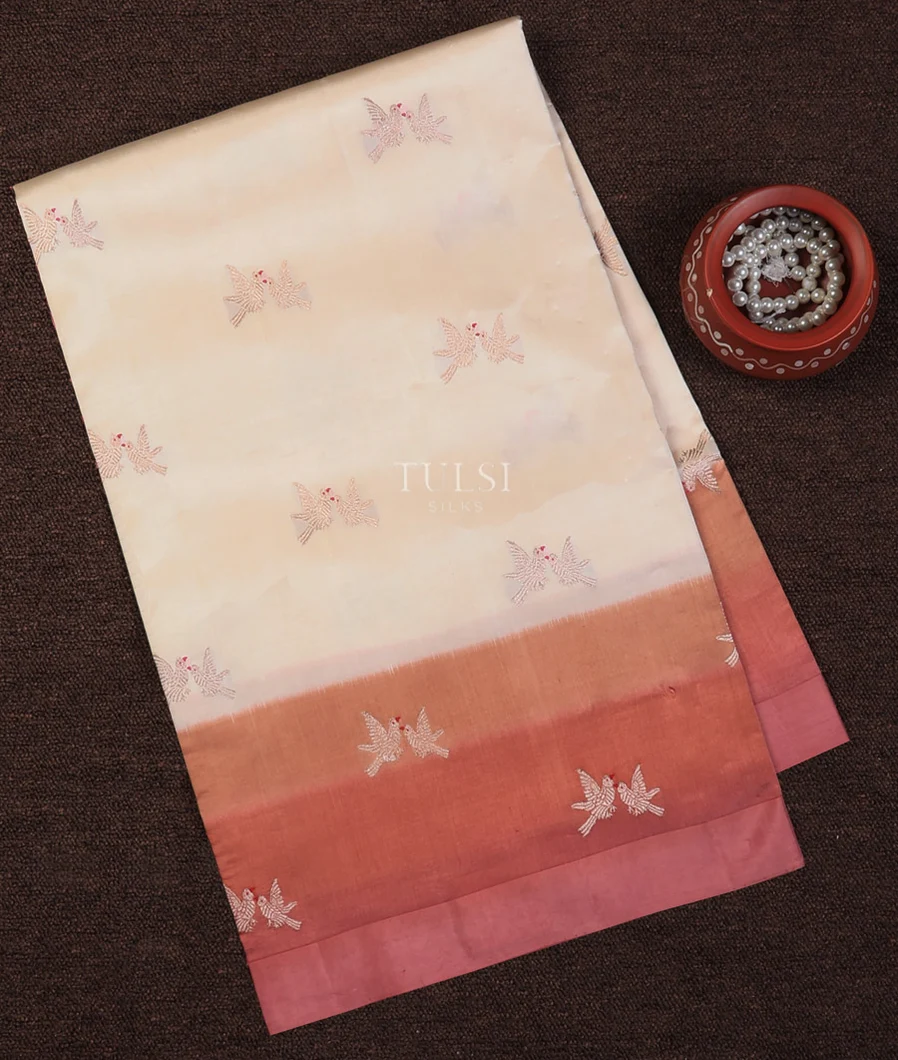 Off-White Banaras Silk Saree T717574-image