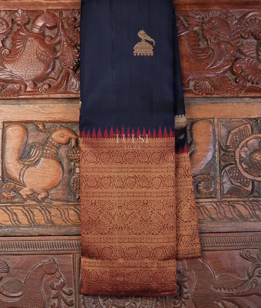 Midnight Blue Kanjivaram Silk Saree T718407-image
