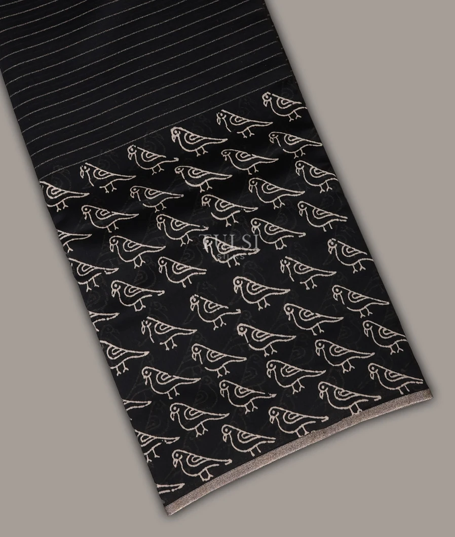Black Soft Printed Cotton Saree T712873-image