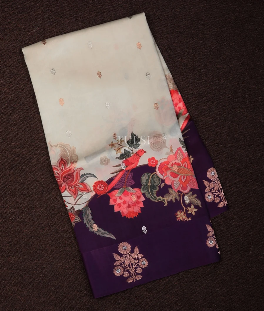 Off-White Banaras Silk Saree T713204-image