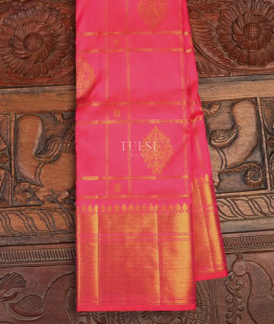 Orangish Pink Kanjivaram Silk Saree T701227-image