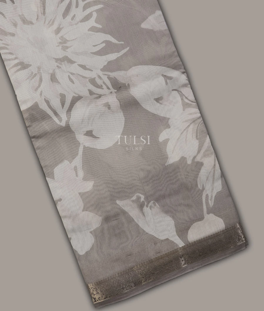 Grey Soft Printed Cotton Saree T705074-image