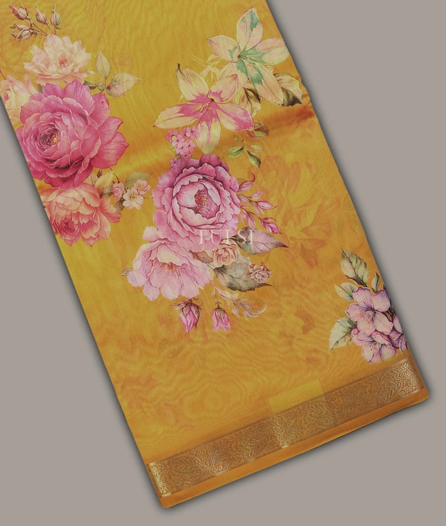 Light Yellow Soft Printed Cotton Saree  T712395-image